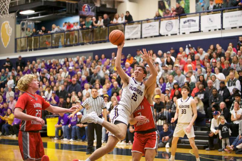 Serena's Richie Armour puts up a shot against Serena at the Class 1A Boy's Basketball  Super Sectional on Friday , March 1, 2024 at Harvest Christian Academy  in Elgin.