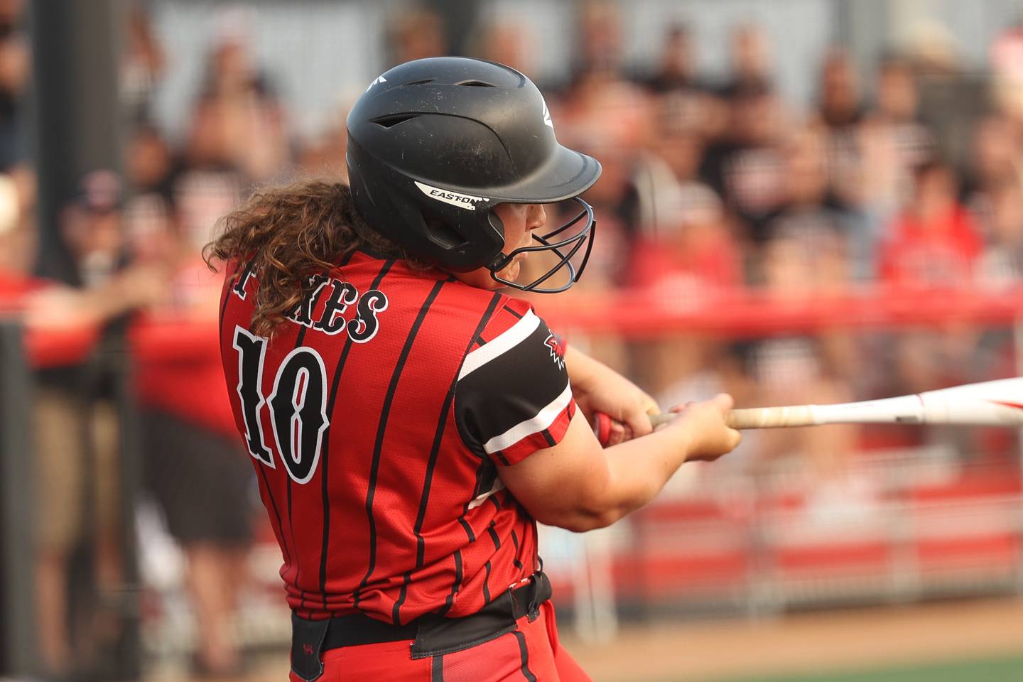 Yorkville’s Kayla Kersting connects against Marist in the Class 4A state championship game on Saturday, June 10, 2023 in Peoria.