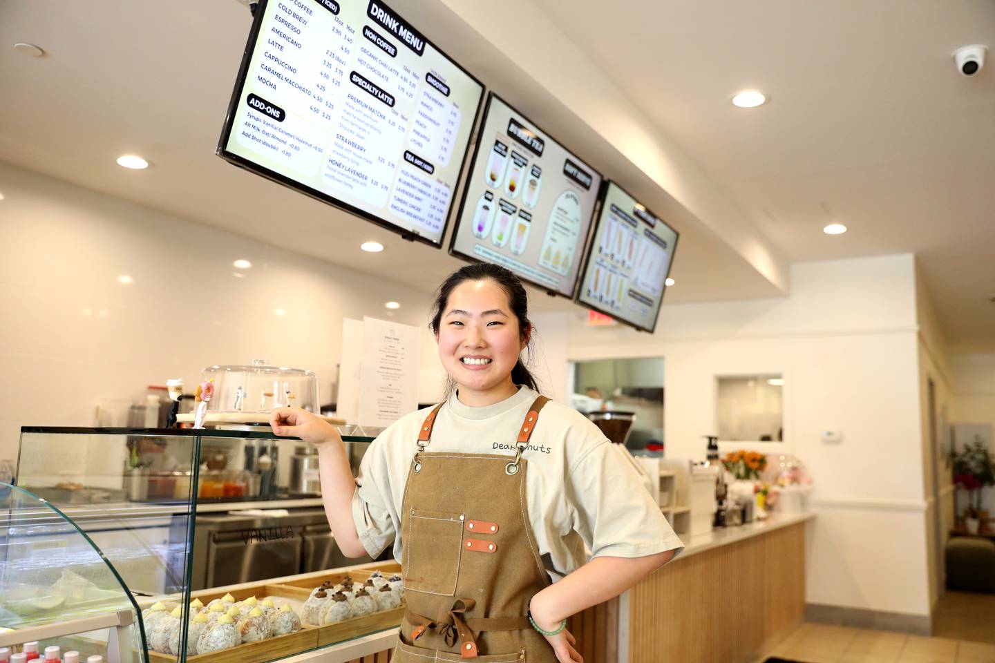 Sophie Kim owns Dear Donuts with her sister, Sue Park. The shop is now open at 570 S. Randall Rd. in St. Charles and features Korean brioche doughnuts, coffee, boba and Korean corn dogs.