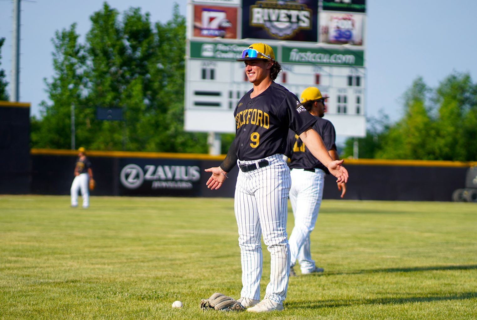 La Salle-Peru graduate Jack Scheri warms up before a game with the Rockford Rivets.