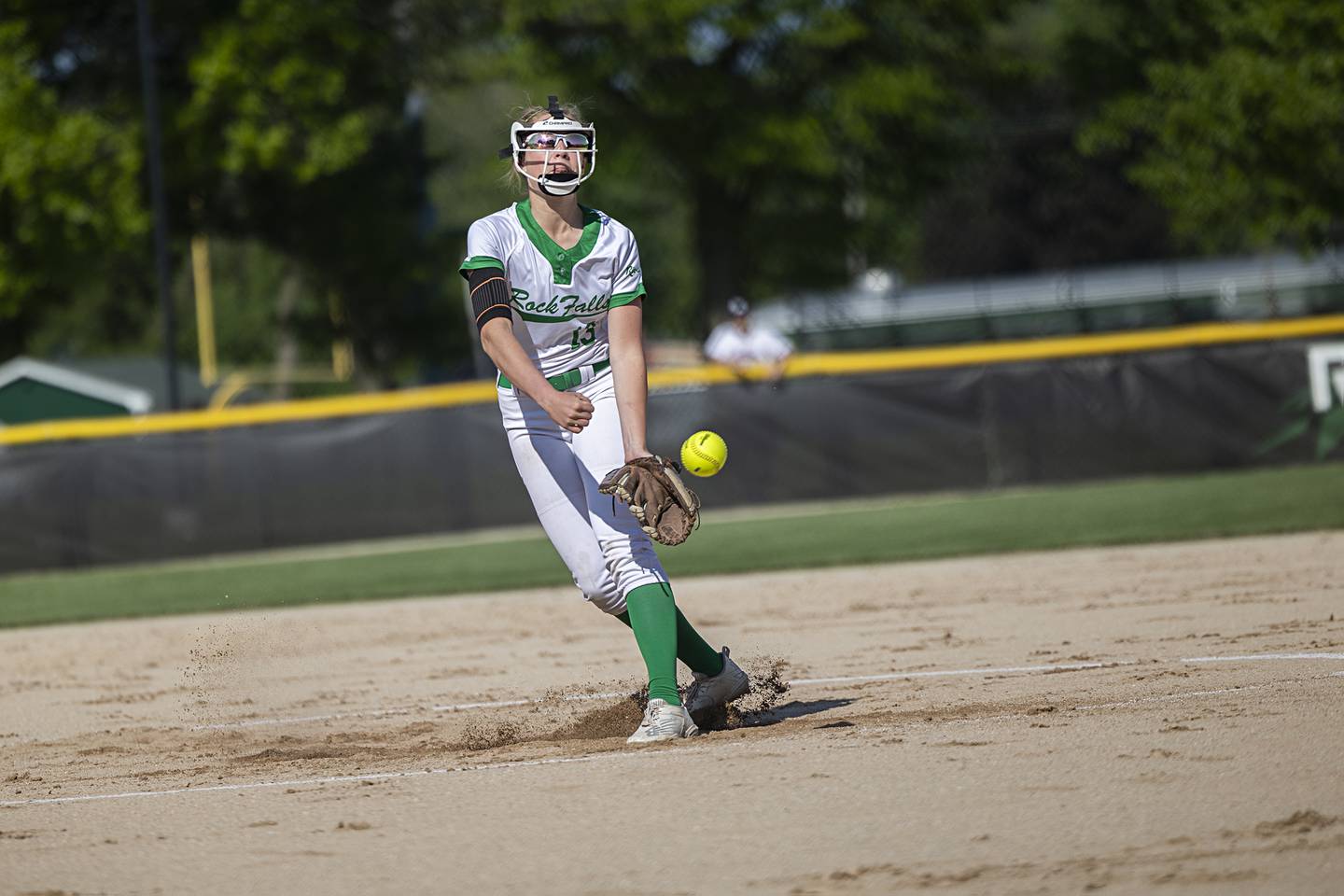 Rock Falls’ Zoey Silva fires a pitch against Princeton Wednesday, May 15, 2024 a the Class 2A regional softball semifinal.