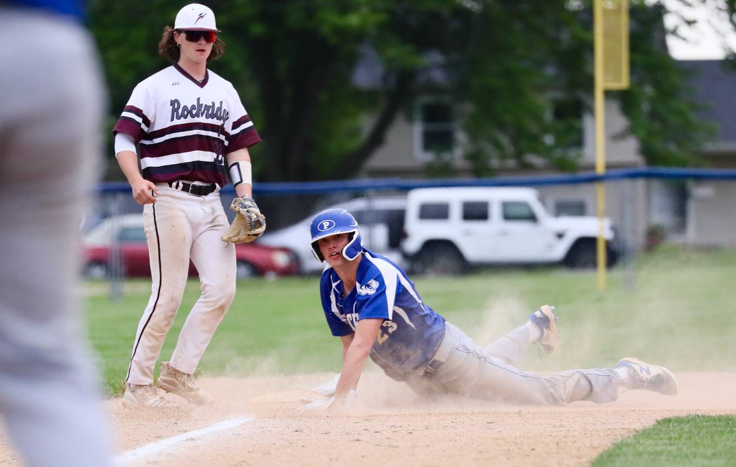 Princeton's Noah LaPorte steals third base on Monday, May 13, 2024 in Princeton.