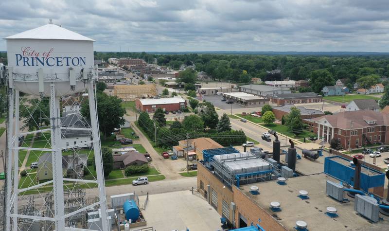 An aerial view of downtown Princeton on Monday, July 8, 2024.