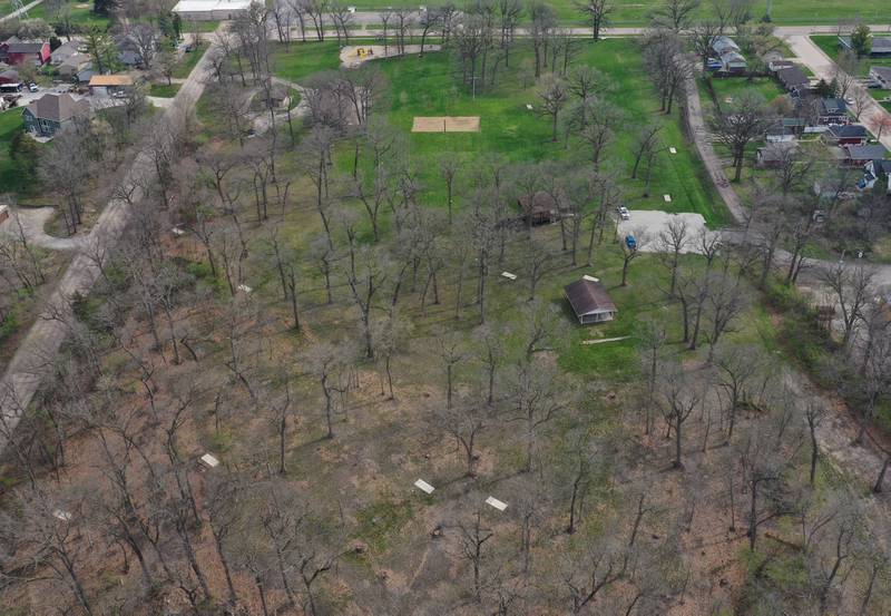 An aerial view of Lehigh Park on Thursday, April 11, 2024 in Oglesby.
