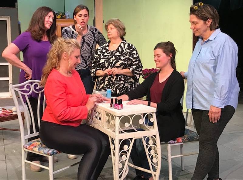 Stage Coach Players cast members rehearsing a scene for their upcoming production of "Steel Magnolias"