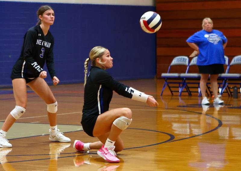 Makenzie Duhon makes a pass for Newman Tuesday night at Protyu Gym.