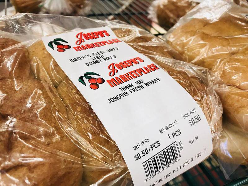 Breads were discounted Wednesday to less than a $1 at Joseph's Marketplace on Route 14 ahead of the store closing Friday. The store said "thank you" on the labels of bread and deli items, such as this $.50 bag of dinner rolls.
