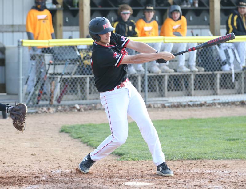 Henry-Senachwine's Nolan Dunshee strikes out swinging against Putnam County on Tuesday, April 25, 2023 at Putnam County High School.