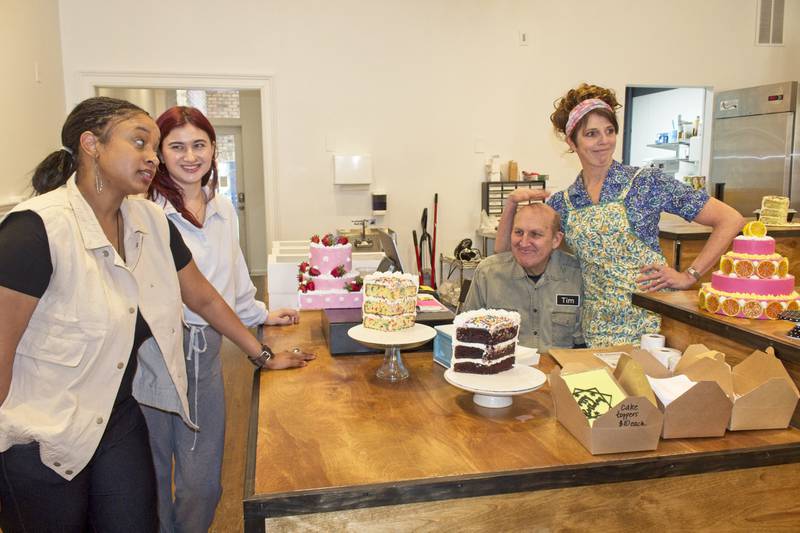 Amber Cartwright (from left), Annalise Palatine, Paul Anderson and Jami Johnson star in "The Cake" at Steel Beam Theatre in St. Charles. 2024