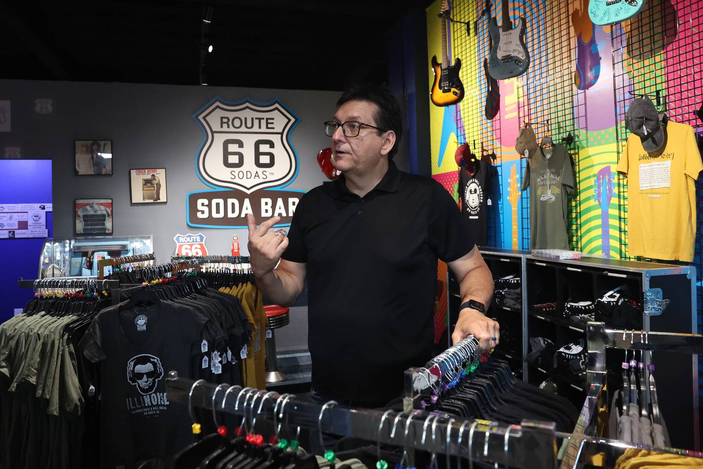 Ron Romero, executive director of the Illinois Rock & Roll Museum on Route 66, talks about the efforts to reopen several weeks after storms damaged the building on Thusday, Aug. 8, 2024 in Joliet.