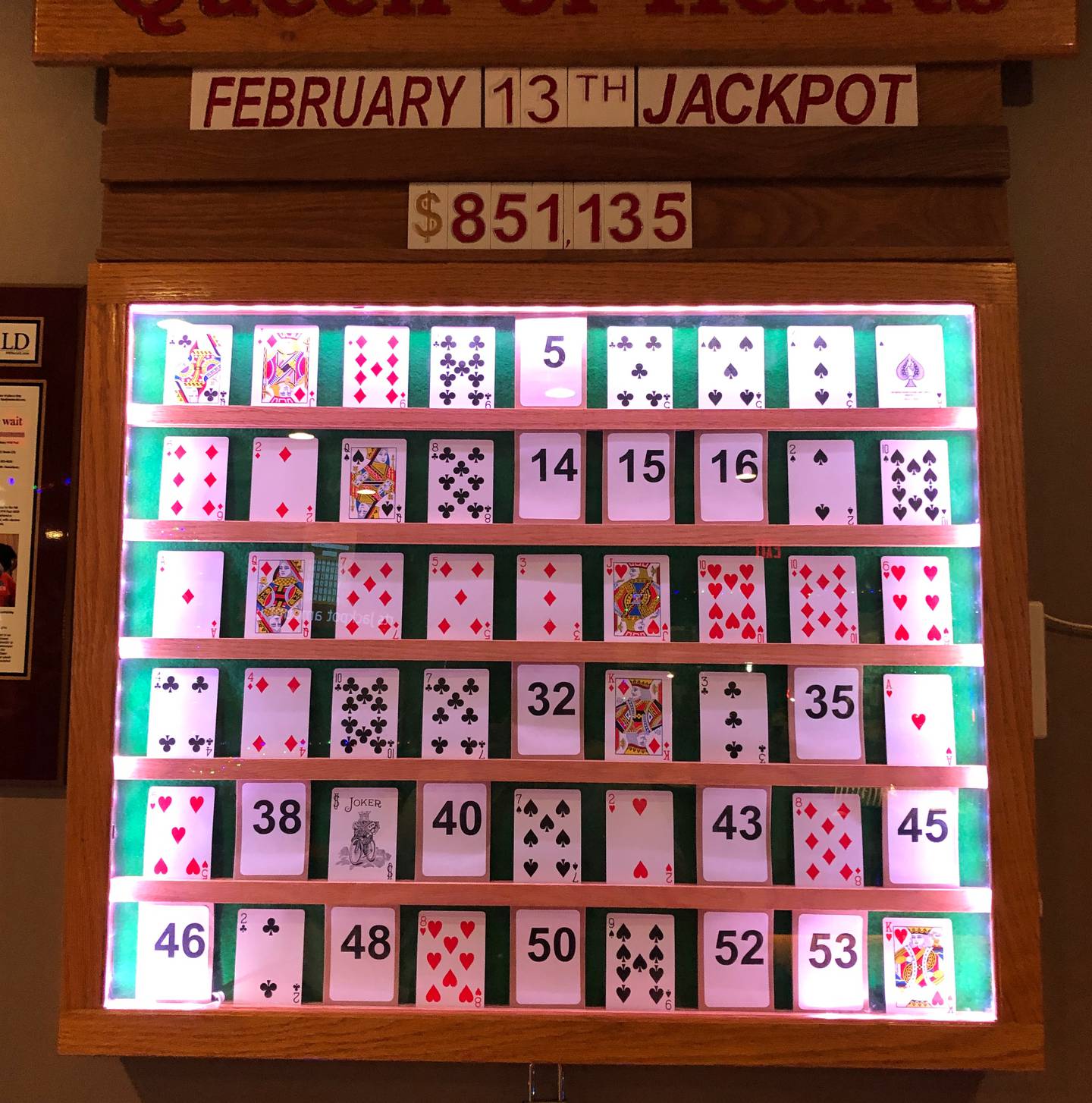 After the deck's second Joker card was pulled on Tuesday, Feb. 13, 2024, the McHenry VFW reset. The pot continues to build but a new deck of cards starts as of Tuesday, Feb. 20. The Queen of Hearts was revealed later, inside the No. 16 envelope.