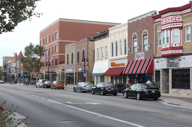 Downtown DeKalb looking west down Lincoln Highway from Third Street Wednesday, Oct. 4, 2023.