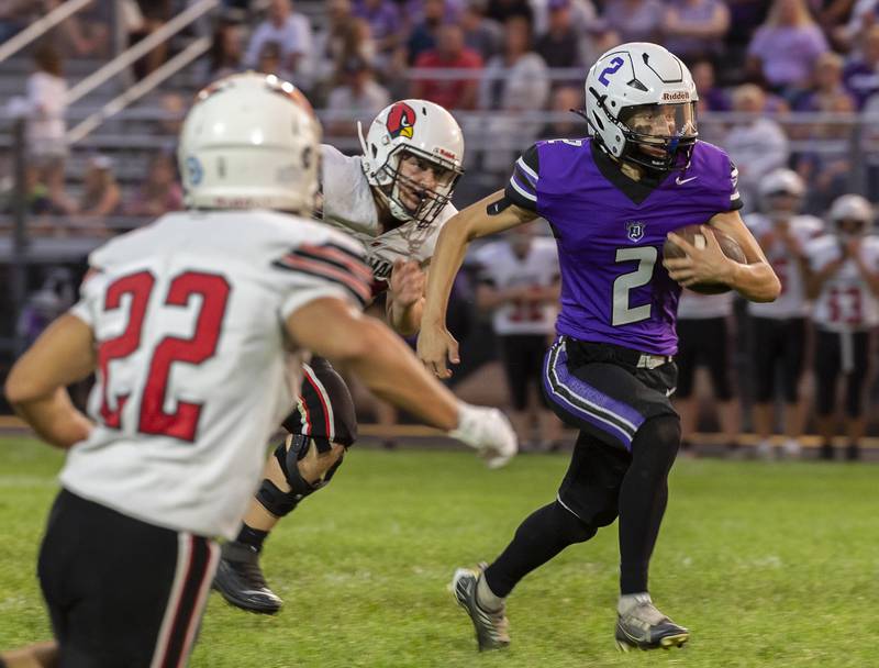 Dixon’s Cullen Shaner runs for yards against Stillman Valley Friday, Aug. 30, 2024 at Dixon High School.