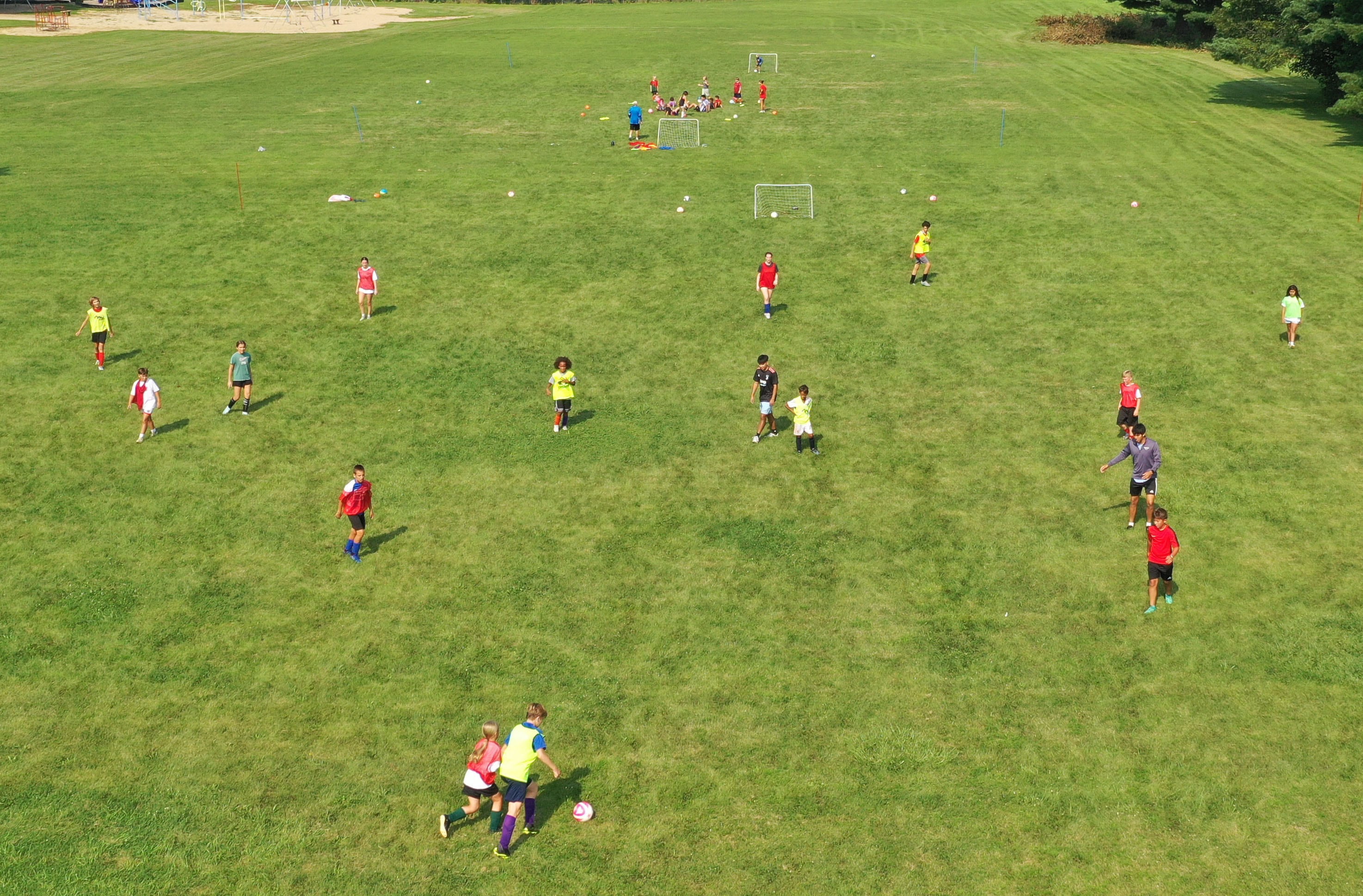 An aerial view of the Astra Soccer Program on July 25, 2024 at Jefferson School in Princeton. The free clinic is held two days a week and is open to boys and girls from birth years 2007-2018. For more information visit www.astrasoccer.com