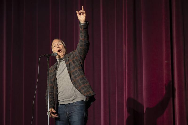 At the end of his Masterclass presentation, Franc D’Ambrosio performed “Music of the Night” from Phantom of the Opera Thursday, Feb. 15, 2024 at Dixon High School.