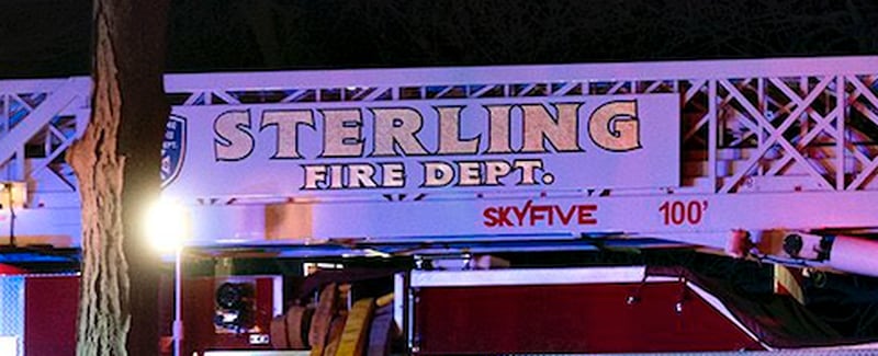 A ladder truck with the Sterling Fire Department.