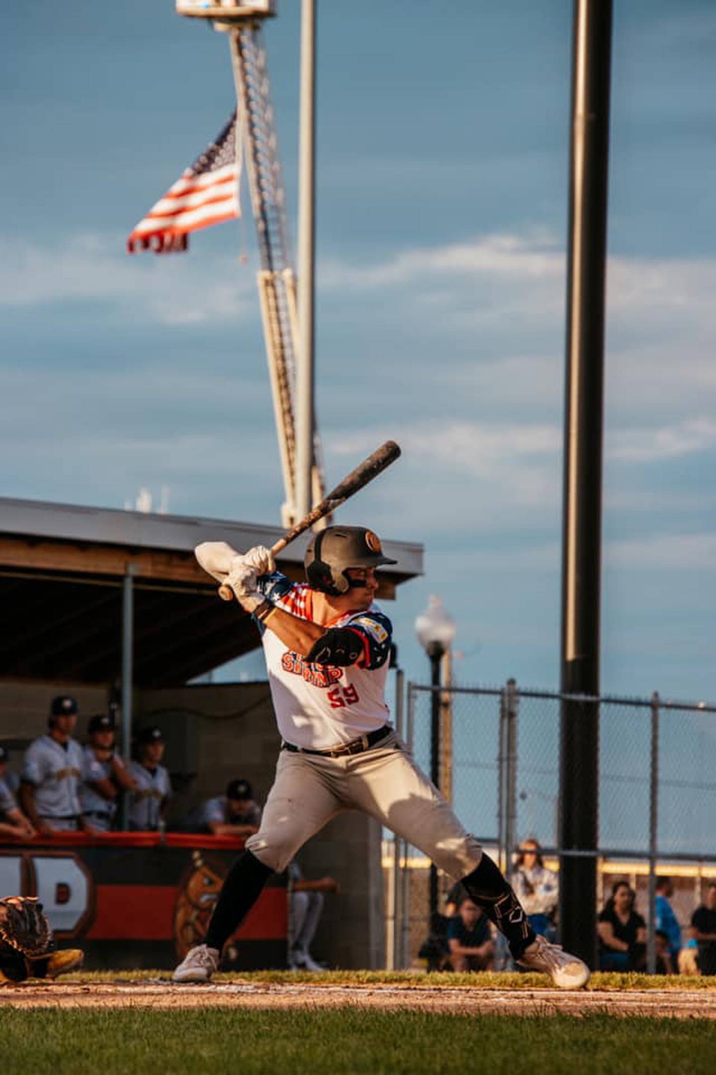 Chris Esquivel awaits a pitch during the Illinois Valley Pistol Shrimp's 9-5 win over the Burlington Bees on Tuesday, June 11, 2024 in Peru.