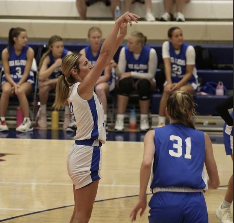 Fieldcrest graduate Kaitlin White shoots a free throw during the IBCA 1A/2A All-Star Game on Saturday in Pontiac.