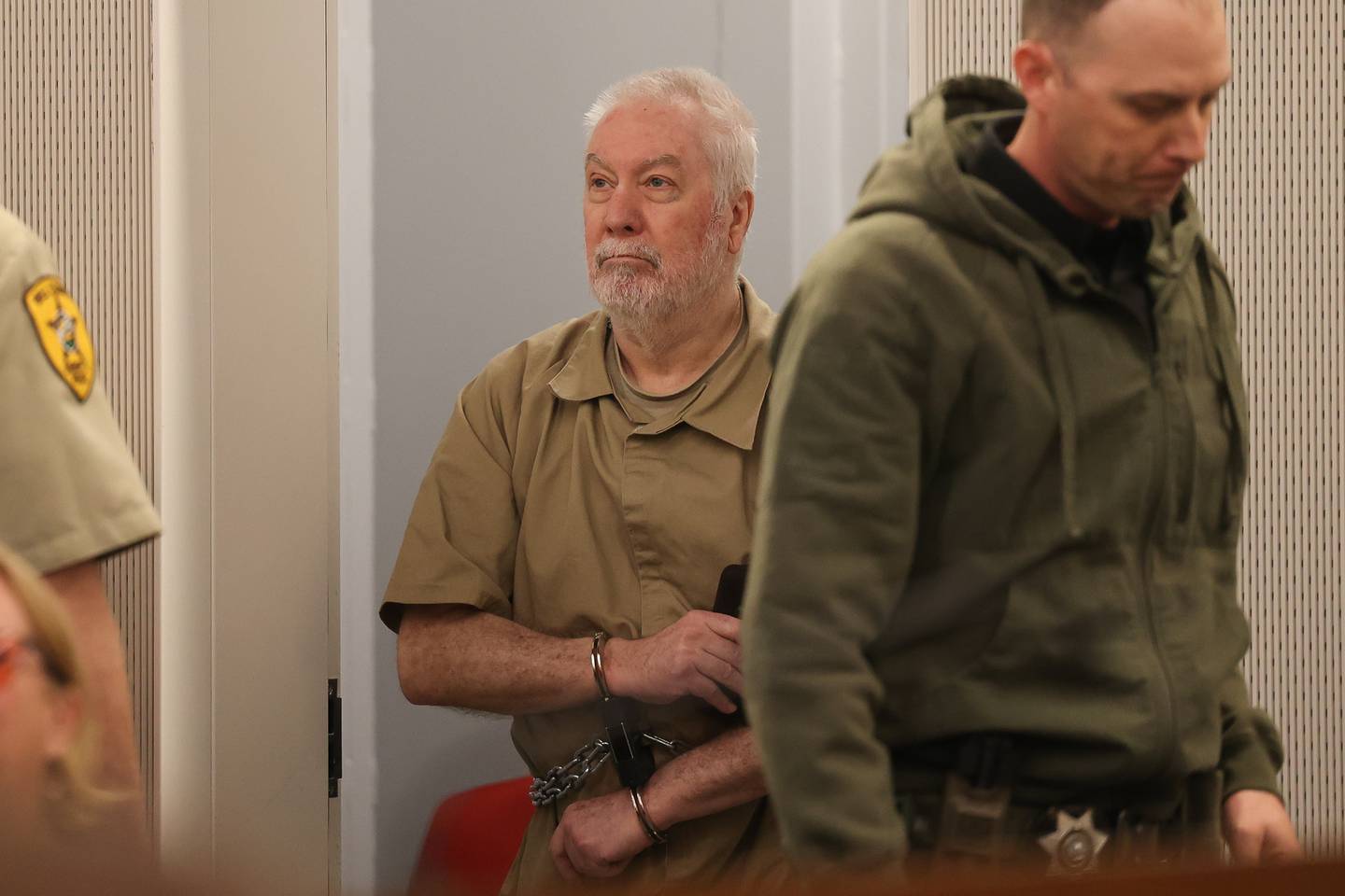 Drew Peterson enters the courtroom for his hearing at the Will County courthouse on Monday, April 1, 2024 in Joliet.