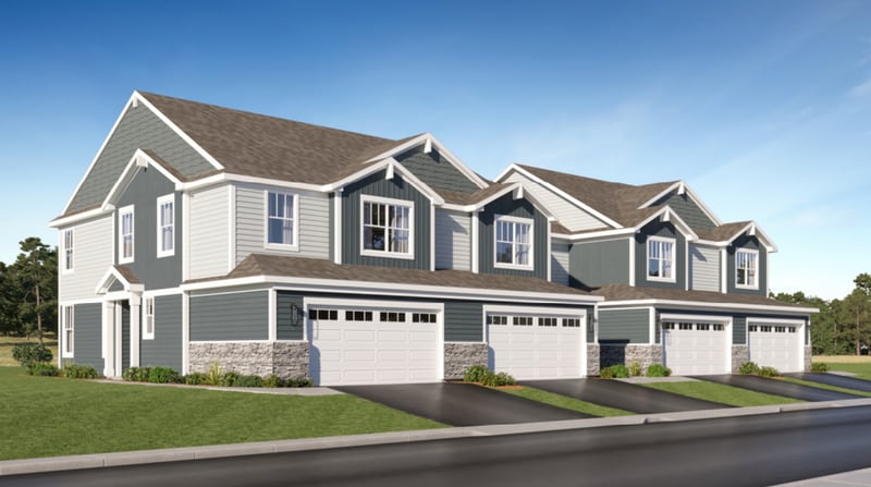 A digital rendering made by Lennar of townhomes proposed to be built at the northeast corner of Route 31 and Ames Road in Prairie Grove.