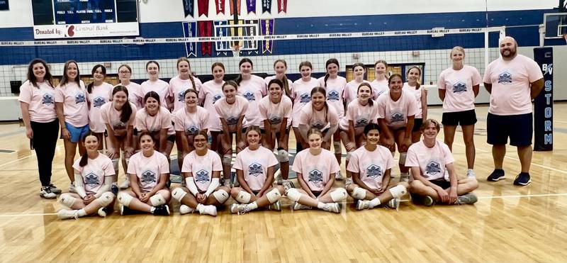The high school division for the 2024 Bureau Valley Storm Volleyball Camp.