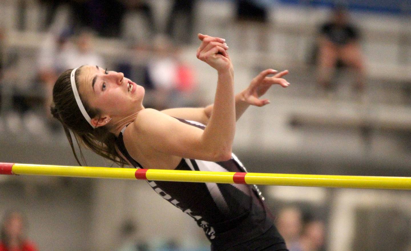 Rylee Lydon of Prairie Ridge competes in the 3A high jump finals during the IHSA Girls State Championships in Charleston on Saturday, May 21, 2022.