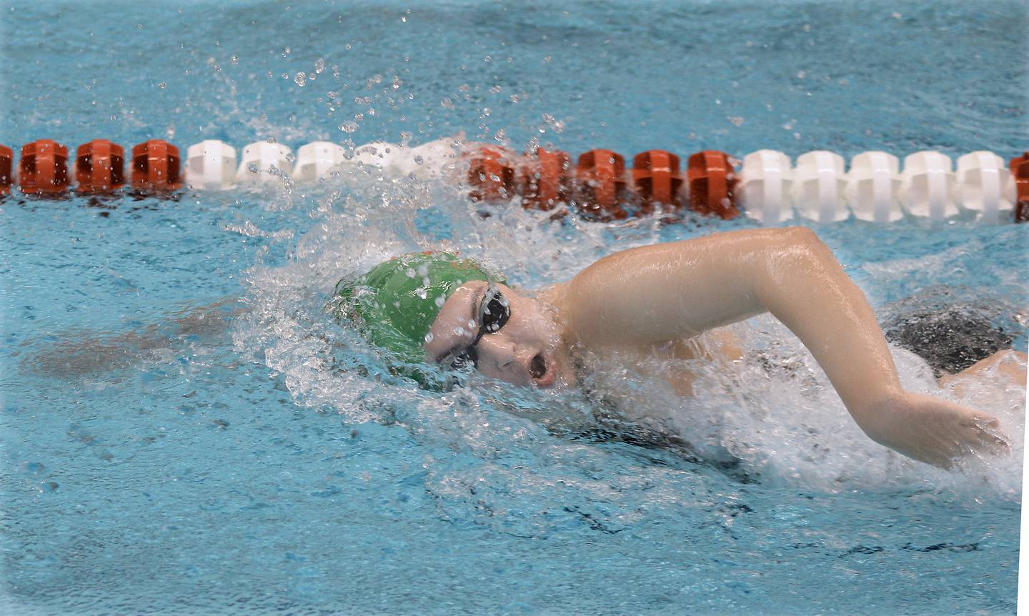 Mikenna DeSpain swims the 50 freestyle Saturday, Sept. 17, 2022, at La Salle-Peru.