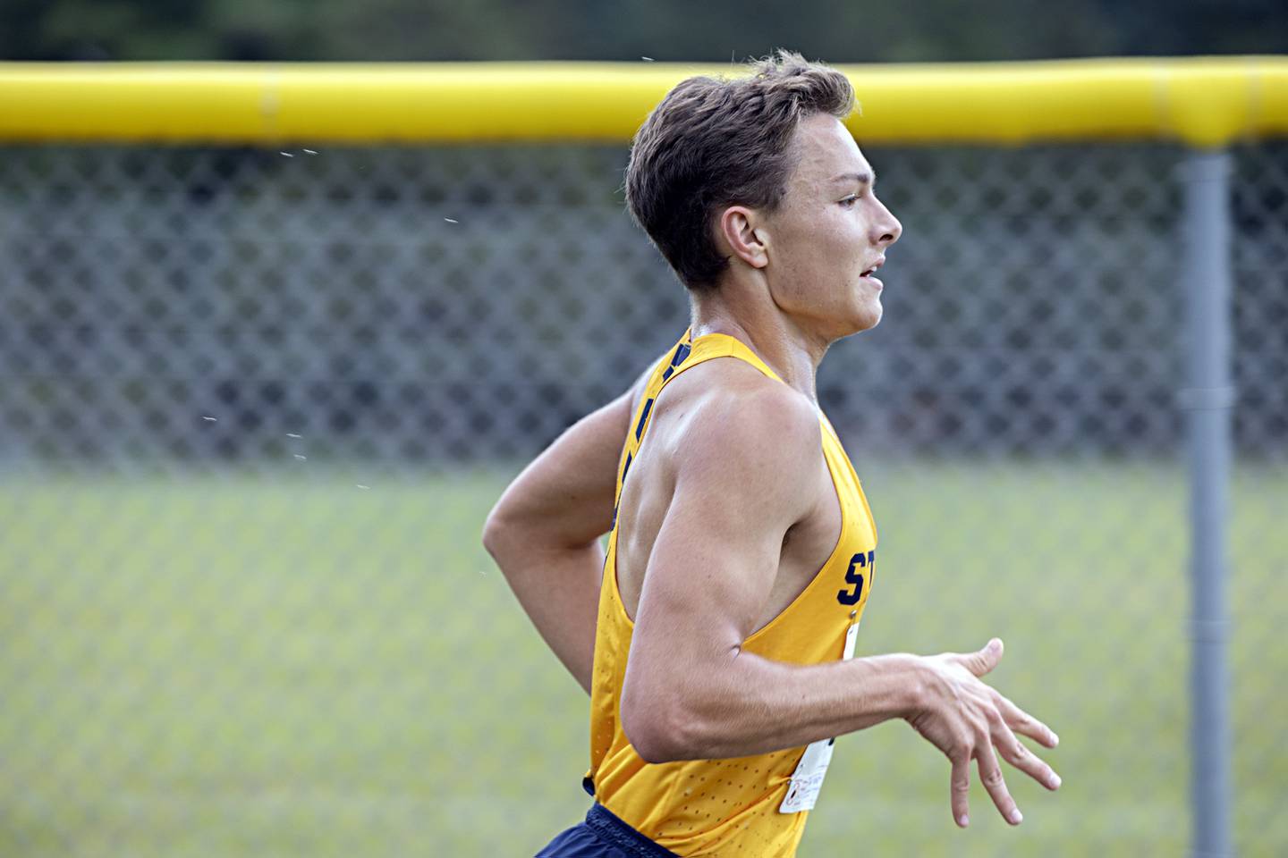 Sterling’s Dale Johnson runs alone Tuesday, Sept. 12, 2023 during the Twin Cities Cross Country Meet at Centennial Park in Rock Falls. Johnson took the boys race with a 15:08 run.