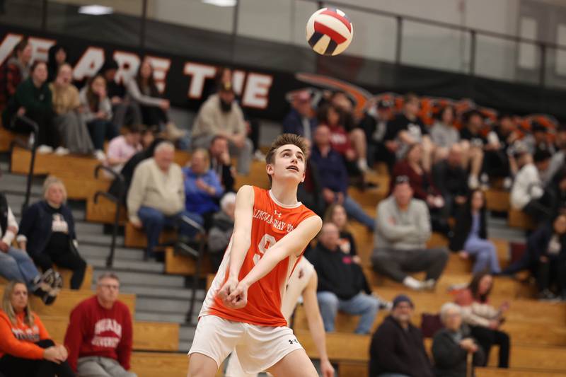 Lincoln-Way West’s Colin Dargan recieves the ball against Plainfield North on Monday, March 18, 2024 in New Lenox.