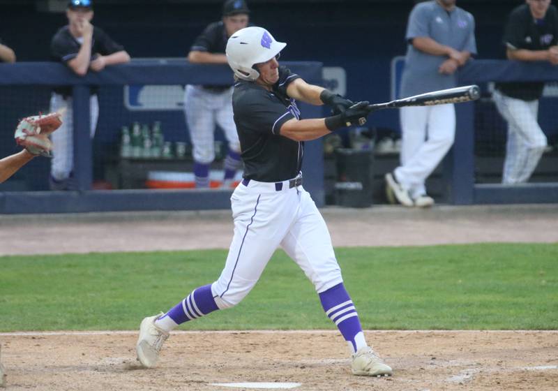 Wilmington's Kyle Farrell strikes out swinging against St. Anthony during the Class 2A semifinal game on Friday, May 31, 2024 at Dozer Park in Peoria.