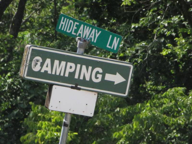 The sign outside of the entrance for Hideaway Lakes Campgrounds off of Van Emmon Road in Bristol Township.