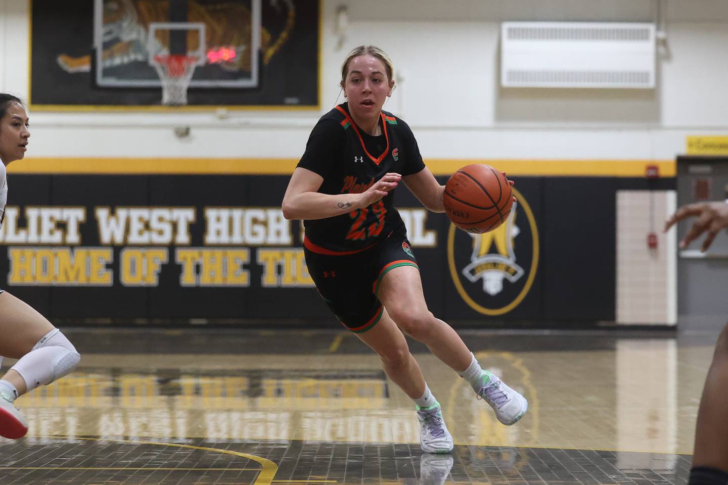 Plainfield East’s Lexi Sepulveda makes a move to the paint against Joliet on Tuesday, Feb. 6th 2024 in Joliet.