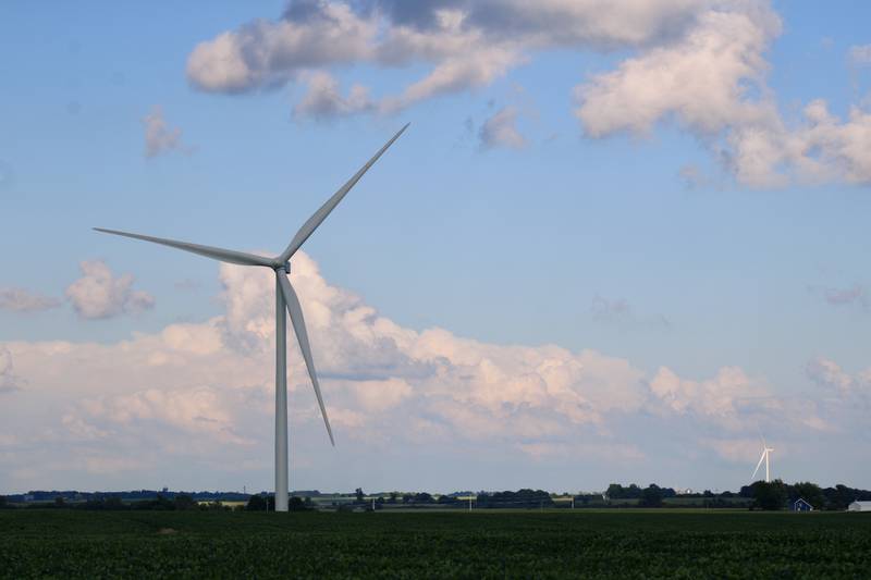 Wind turbine in southeastern Lee County north of Compton on Wednesday, July 27, 2022.