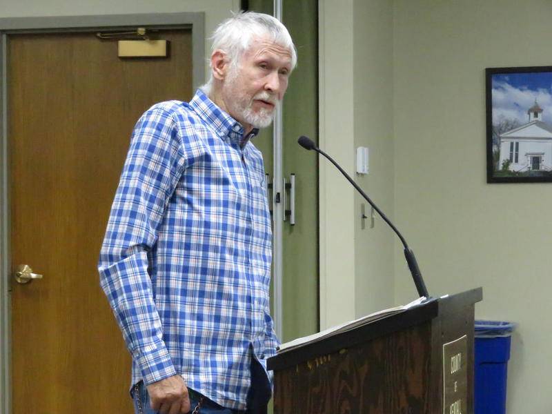 Tom Tanner, owner of Hide-A-Way Lakes Campground in Oswego Township, talks during the Kendall County planning, building and zoning committee meeting Monday, Aug. 26 morning at the county's office building in Yorkville.