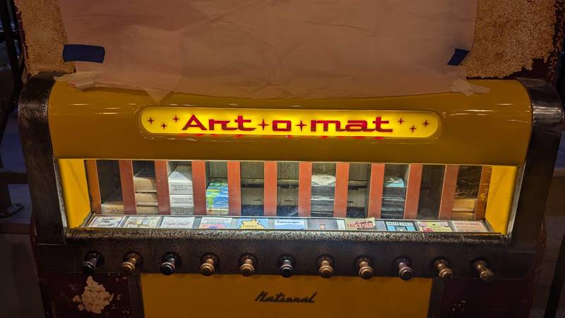 The Art-o-mat at Nik& Ivy's Brewing Company in Lockport is a refurbished vending machine.