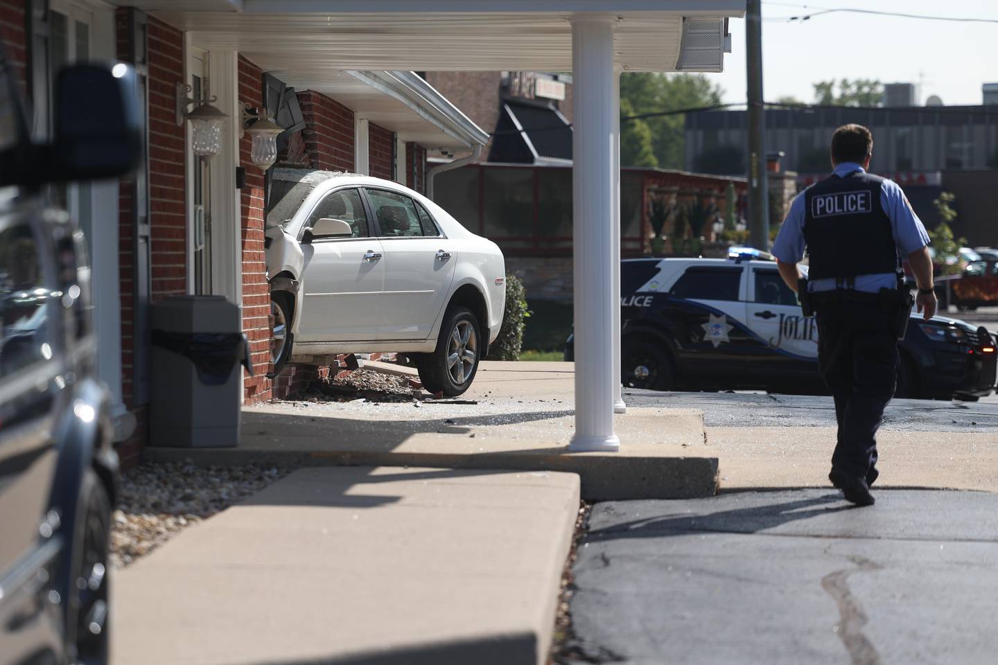 A car crashed into the Farkas Funeral Home on Wednesday morning in Joliet. According to a witness only the driver suffered minor injuries.