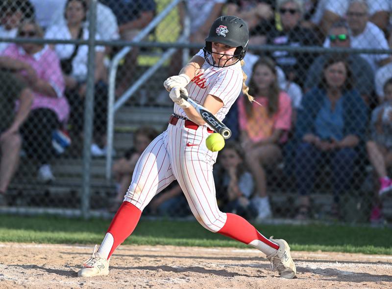 Lincoln-Way Central's Kayla Doerre at bat during the Class 4A Lincoln-Way Central sectional championship game against Lockport on Friday, May 31, 2024, at New Lenox.