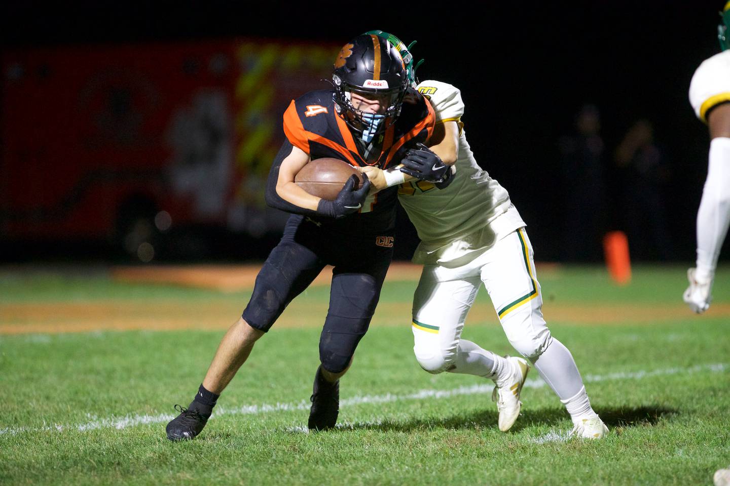 Crystal Lake Central's Carter Kelley looks to make a gain against Crystal Lake South on Friday, Sept. 27,2024 in Crystal Lake.