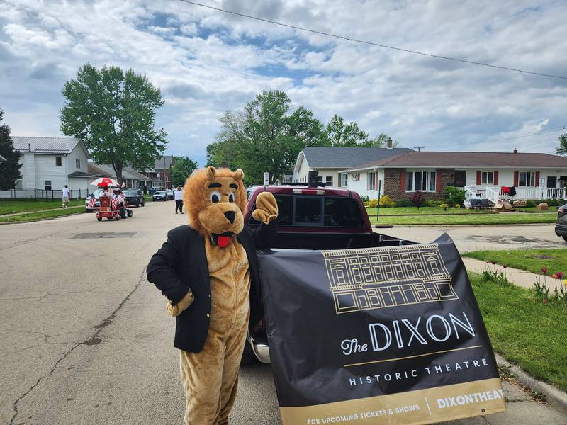 Rorey the Lion, The Dixon Children’s Theater mascot, made an appearance at the opening night of “Seussical Jr.” and was seen in the Dutch Days parade in Fulton. The lion was chosen as the mascot because the man who built The Dixon: Historic Theatre, Leonard G. Rorer, has a last name that easily guided the decision.