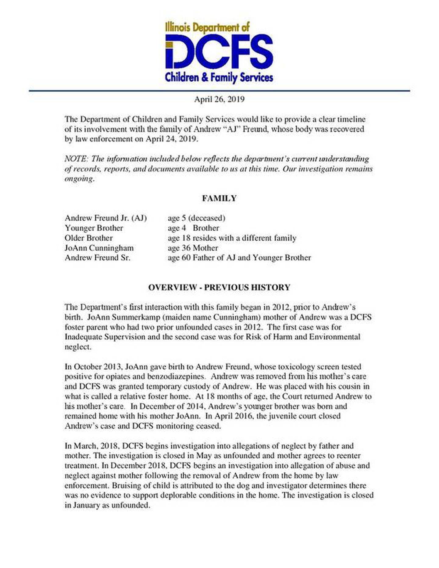 Documents: DCFS reveals more detailed timeline of visits to Crystal Lake home of AJ Freund, 5-year-old allegedly killed by parents