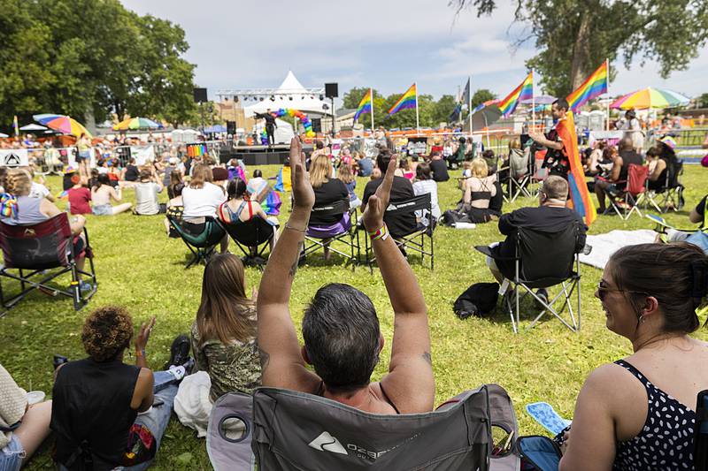 Applause goes up as a performer finishes their set Saturday, June 15, 2024 at Dixon’s Pride Fest.