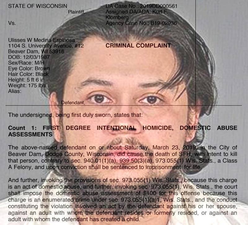 Ulisses Medina Espinosa, who police said shot and killed his ex-wife, Stacia Hollinshead, a DeKalb County prosecutor, is being held in a Wisconcin jail on $2 million bond