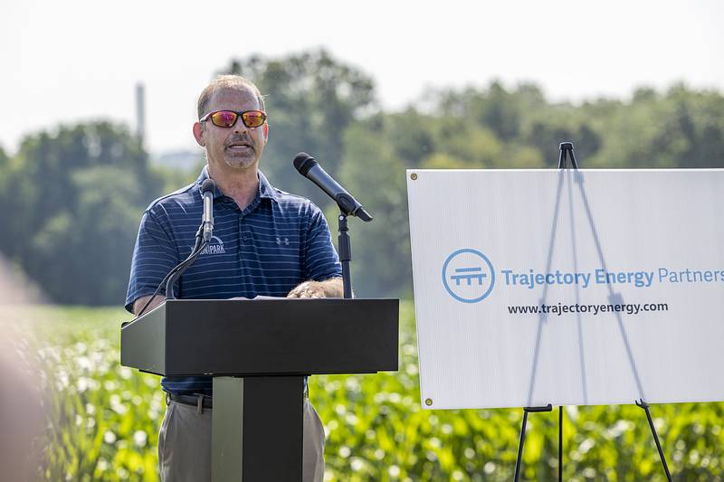 Dixon Park District Director Duane Long announces Friday, June 21, 2024, a partnership with Trajectory Energy to build a solar farm on 600 acres of property near The Facility, 1312 Washington Ave.