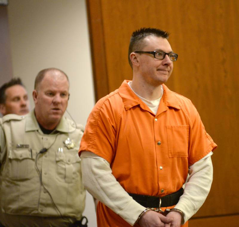 Duane Meyer enters an Ogle County courtroom for a Thursday, Feb. 15, 2024 hearing.