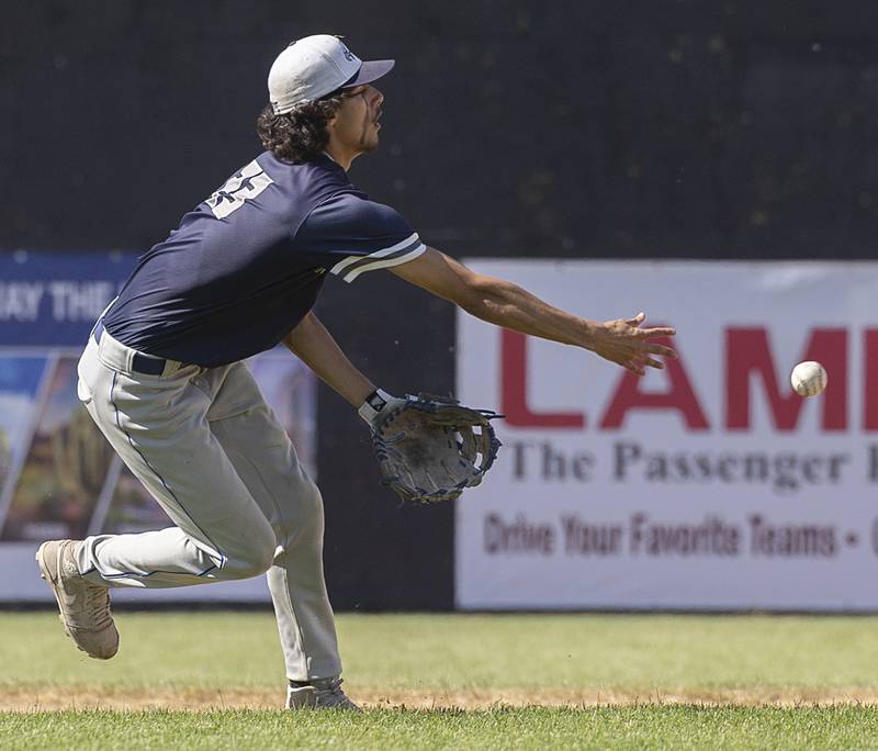 Chicago Hope’s Cameron Centero shovels the ball to second for an out against Newman Monday, May 27, 2024 during the Class 2A super-sectional in Rockford.