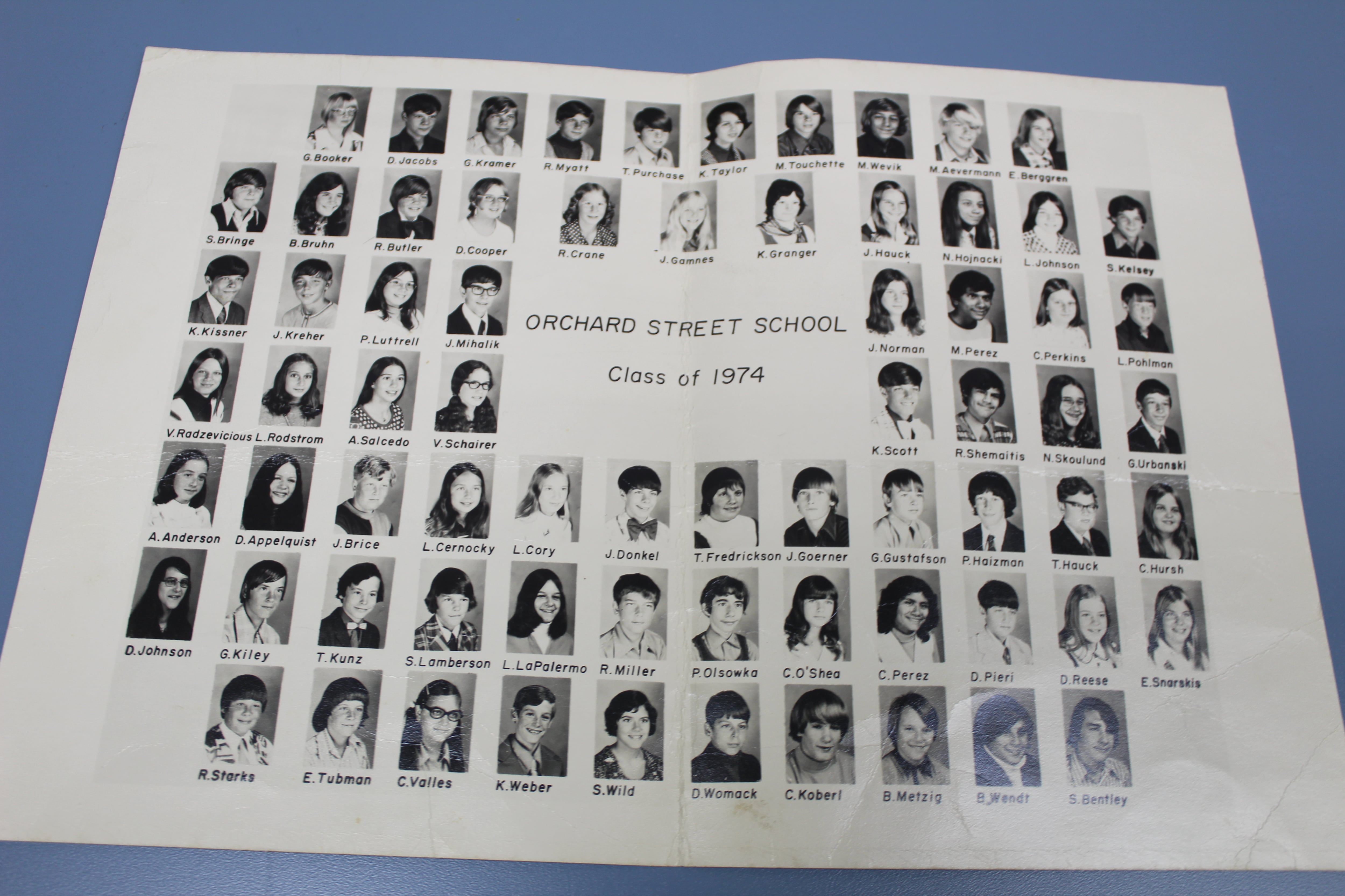 The Fox River Grove Orchard School class of 1974.