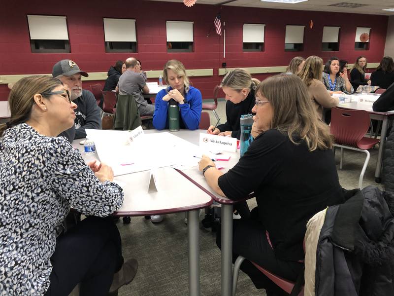 Parents and teachers discuss vaping at Conley Elementary School in Algonquin March 6, 2024.