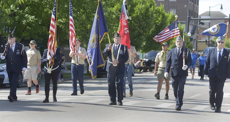 American Legion Post 33 and VFW Post 2470 lead the Memorial Day Parade down Columbus in Ottawa Monday.