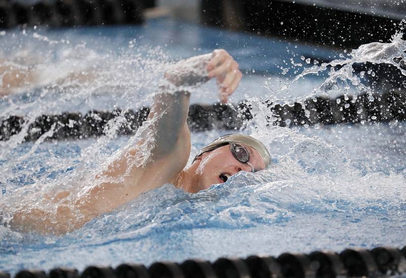 Rylan Anselm of Barrington competes in the Boys 200 Yard Freestyle during the IHSA Boys state swim finals Saturday February 25, 2023 in Westmont.