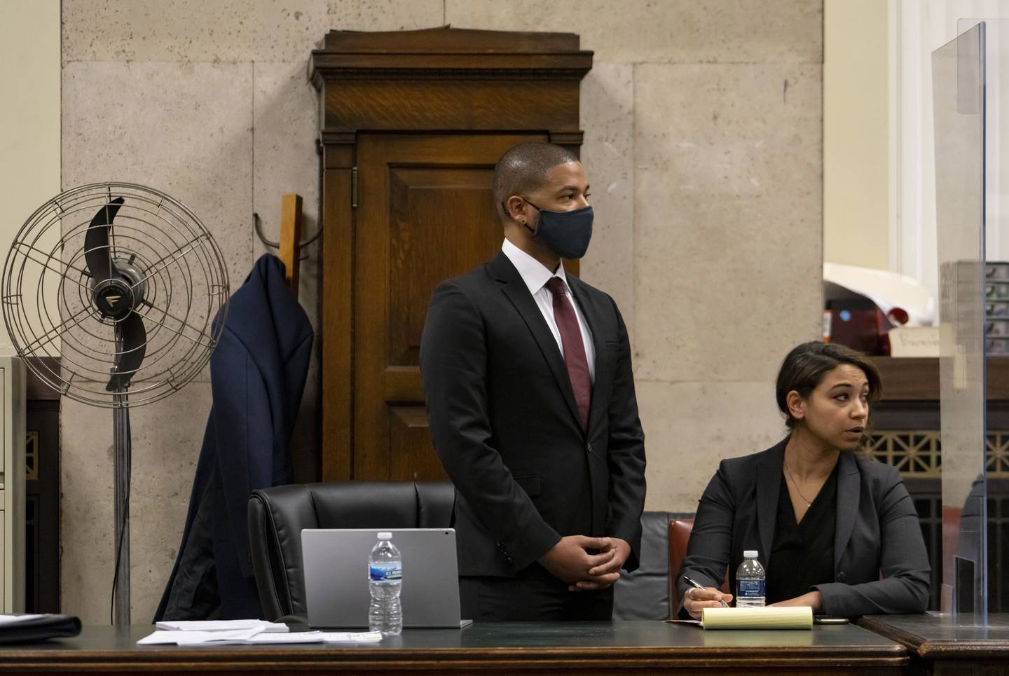 Actor Jussie Smollett appears at his sentencing hearing at the Leighton Criminal Court Building, Thursday, March 10, 2022, in Chicago. (Brian Cassella/Chicago Tribune via AP, Pool)